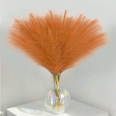 Set van 30 Stuks 55 cm Neppampasgras voor Decoratie, Droogbloemen en Boho Stijl voor Thuis en Bruiloft (Oranje)