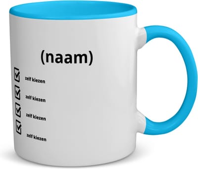 Akyol - recept voor koffie eigen keuze en met je eigen naam koffiemok - theemok - blauw - Koffie - koffie drinkers/liefhebbers - eigen koffie recept - verjaardagscadeau - cadeau - kado - geschenk - verjaardag - collega's - 350 ML inhoud