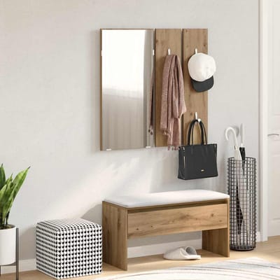vidaXL - Halmeubelset - bewerkt - hout - artisanaal - eikenkleur