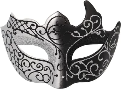 Venetiaans Masker voor Feestjes en Carnaval, Cosplay en Halloween, Zilver, Mysterieus en Stijlvol
