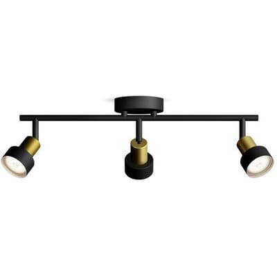 Philips Conduit Spot - Plafondspot met drie lichtpunten - Zwart met goud design - GU10 LED fitting