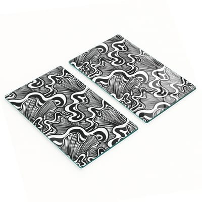 Duurzame en stijlvolle glazen borden met een abstract schelpenpatroon, 2x30x52 cm