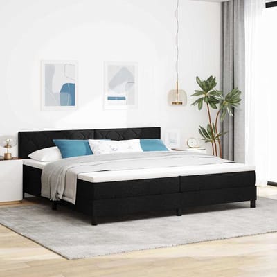 vidaXL - Boxspring - bed - met - LED-stripverlichting - Zwart - 200 - x - 200 - cm - Stof