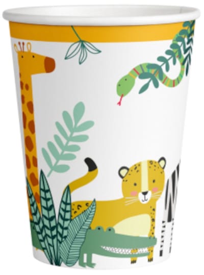 RIETHMULLER - 8 Papieren bekers Get Wild Safari 250 ml jungledieren