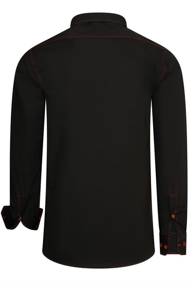 Slim fit overhemd met lange mouwen en contrasterende stiksels
