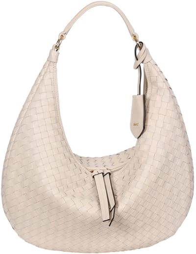 abro Leren schoudertas Leather Piuma Weaving Hobo Bag Nana Beige crème