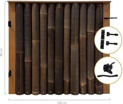 Masters of Bamboo® Bamboe Tuinpoortje Giant - 100 x 90 cm - Zwart - Rechtsdraaiend