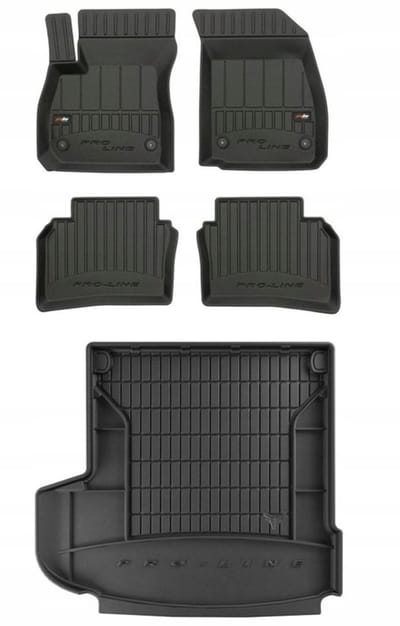 Frogum ProLine Complete Set: Luxe Rubberen Automatten + Kofferbakmat - Geschikt voor OPEL Insignia B Sports Tourer / Kombi vanaf 2017 - Perfecte Pasvorm - Geurloos TPE - Zwart