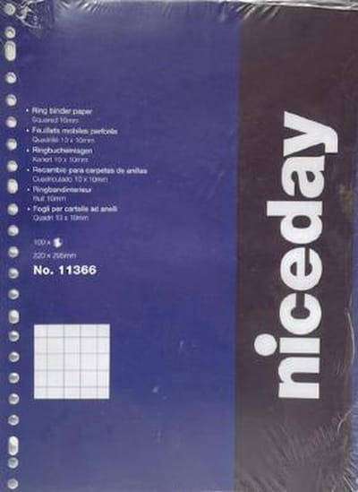 Niceday - Ringbandinterieur A4 – 100 Vel – 23-gaats – Ruitjes 10 mm – FSC Gecertificeerd Schrijfpapier