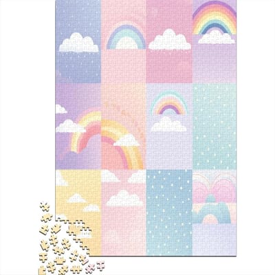 Regenboog Puzzel - Legpuzzel Volwassenen - Ontspanning Thuis - Unieke Vorm Puzzelstukjes - 75 x 50 cm - Multicolor