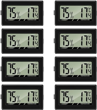 Thermometer-hygrometer, digitaal, mini lcd-scherm, temperatuur, luchtvochtigheid, vochtigheidsmeter voor kantoor, babykamer, woonkamer, 8 stuks