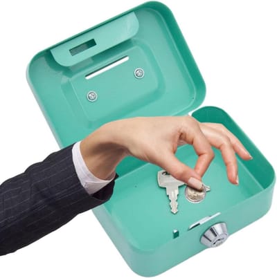 Kleine geldkluis - Mini safe - Veilig geld bewaren - Stevig stalen ontwerp - 11.5 cm breed - Groen