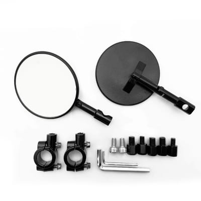Homtas stuureindspiegels - zwarte plastic - e-goedgekeurd 301-078 Supermoto - 1 paar ronde