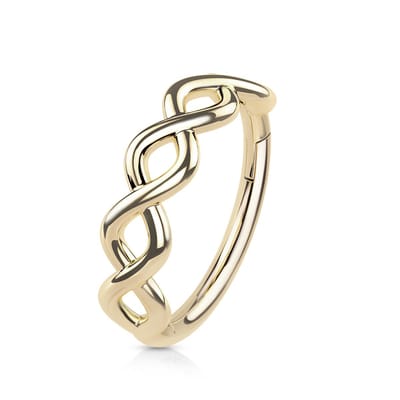 14kt - Geelgouden Segment Ring met Infinity Twist - 1,2 mm Staaf Dikte - 8 mm Diameter - 14 Karaat Gouden Piercing Ring - Infinity Design - Echt Goud (585) - Inclusief Echtheidscertificaat