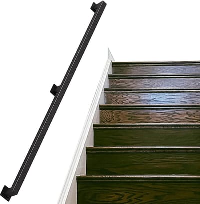 Metalen trapleuning - Muursteun handgreep - Binnen en buiten - Stevig smeedijzer - 90cm lengte - Zwart