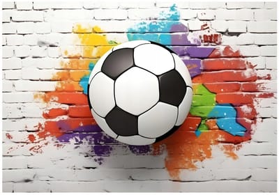 WALLARENA - Fotobehang - 150x105 cm - 3D voetbal graffiti voor jongens, tienerbehang