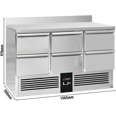 GGM Gastro Kühltisch PREMIUM - 1365x700mm - 6 Schubladen - Aufkantung