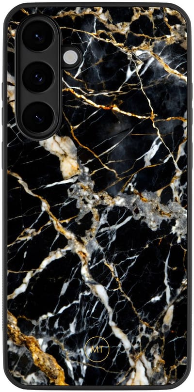 Hoesje geschikt voor Samsung Galaxy S25 FE - Black marble elegance - TPU Hard Case Backcover - Multi - Mooie Telefoonhoesjes