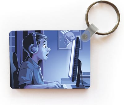 Sleutelhanger - Jongen - Gamen - Computer - Nacht - Uitdeelcadeautjes - Plastic