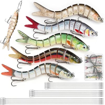 Multi-Gelinkte Snoeken Aas Set - Levensechte Swimbaits van 15cm, 25cm en 30cm voor Bas en Forel, Perfect voor Snoekvissen en Sportvissen