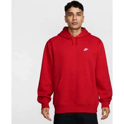 Nike club fleecehoodie in de kleur rood.