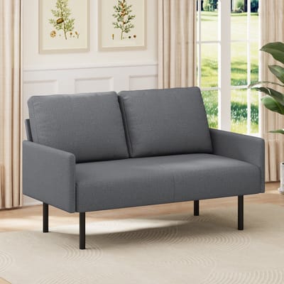 Bealife AR44 Bank – 2 zits bank - Minimalistisch design – 122×76×90 cm – Geschikt voor woonkamer en slaapkamer - Donkergrijs