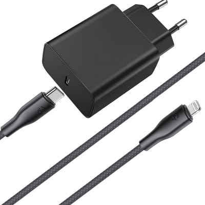 45w Oplader usb C + Kabel geschikt iPhone X / 11 / 12 / 13 / 14 - Lightning naar usb-C kabel - Oplader geschikt voor iPhone - 45w Power Adapter - 1 Meter