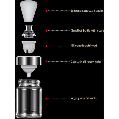 Glazen Olijfoliefles met Siliconen Borstel Druppelaar Meetfles voor Olie Dispenser voor Barbecue