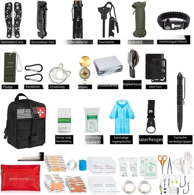 Noodpakket – 200-delig Professionele Overlevingsset & EHBO-kit met Molle-etui