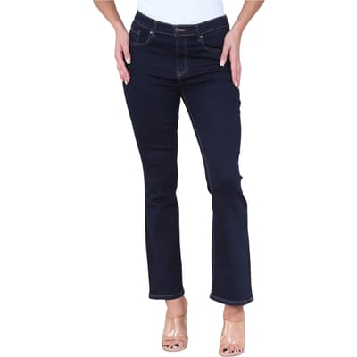 Dames Magic Shaping High Waisted Slim Flare Leg Jeans in Indigo