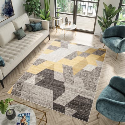 Tapiso Fiesta Vloerkleed Bruin Grijs Woonkamer 3D Tapijt Maat- 80x150