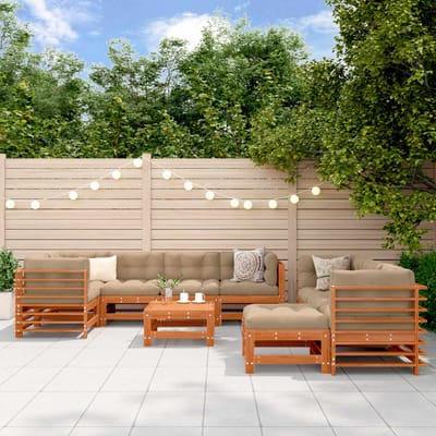 vidaXL Tuin loungeset 10 st Wasbruin Massief grenenhout