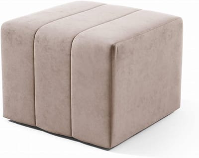 Zachte Poef - Voetenbankje Hocker - Ontspannen Zitten - 3D Effect Stiksels - 46x35x46cm - Beige