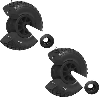 2x steekwagenwiel PU wiel 260x85 mm 3.00-4 75 mm gecentreerde naaf Ø 20 mm zwart massief rubber steekwagen