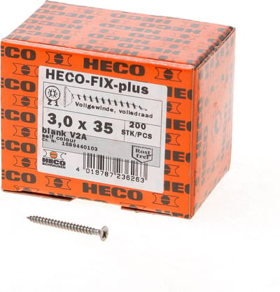 Heco Spaanplaatschroef lenskop RVS A2 pozidriv FIX-plus 3.0x35mm (per 200 stuks)
