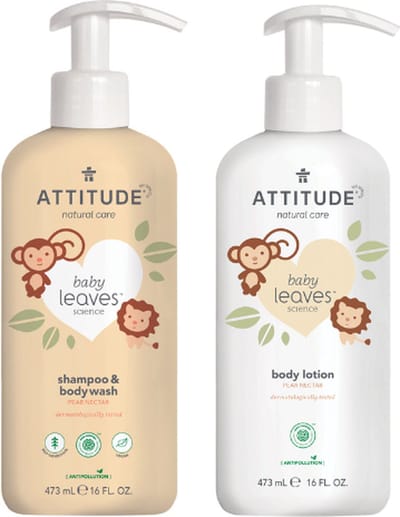 Attitude Cadeauset Baby Pear Bad & Body - Attitude Baby Leaves Pear Nectar - Shampoo - Body Lotion
