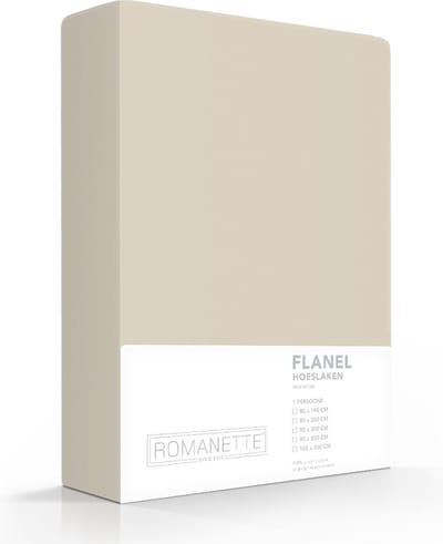 Romanette luxe flanellen hoeslaken - zand - lits-jumeaux extra lang (180x220 cm)