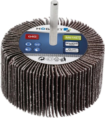 Slijpmop met schacht - Lamellenslijper - Metaal bewerken - Voor boormachine - 80 x 40 x 6 mm - Grijs