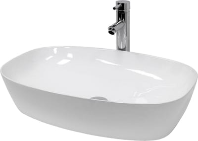 Wastafel incl. afvoerset wit zonder overloop 60,5x38x14 cm wit keramiek LuxeBath