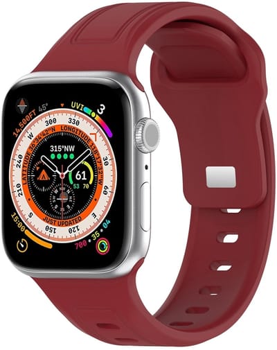 By Qubix - Geschikt voor Apple Watch bandje - Square siliconen band - Bordeaux - Geschikt voor Apple Watch 44mm / 45mm / 46mm / 49mm (Ultra 1,2 en 3)