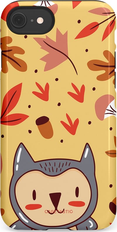 Casetastic hoesje geschikt voor Apple iPhone SE / Apple iPhone 7 / Apple iPhone 8 - Dubbellaagse bescherming - Uil in het woud - Fashion Case - Goud Terracotta Zand Rood