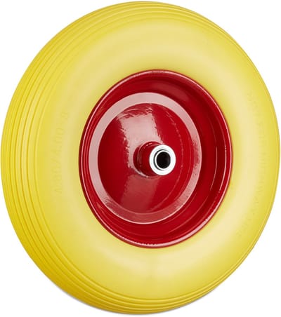 kruiwagenwiel 4.80 4.00-8 - set van 2 - massief rubber - 39 cm - tot 100 kg - anti lek - geel-rood