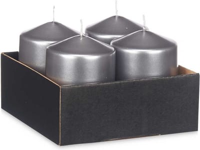 Acorde - Zilverkleurige - stompkaarsen - 4 stuks - 7 x 10cm - 40 branduren