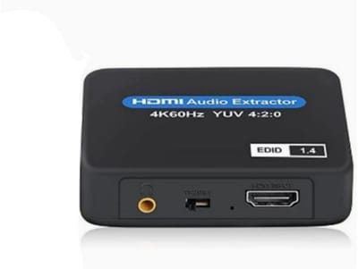 GELLDG HDMI-audiosplitter - Audio splitter - HDMI Audio Extractor 2K/4K - Inclusief Usb Kabel - Ondersteuning Toslink (SPDIF) Optische Audio-Uitgang + 3,5 mm Audio - Zwart