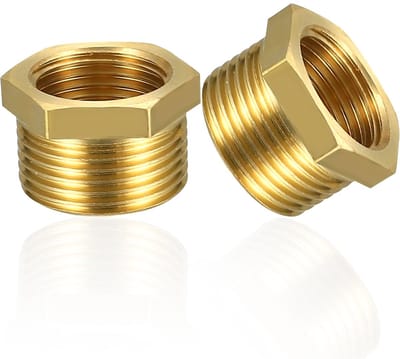 2 stuks messing verloopstuk 1 tot 3/4 inch adapter (AG Ø 32.5mm x IG Ø 25mm), AG/IG verloopstuk, buitendraad naar binnendraadnippel, draadfitting voor waterleidingen