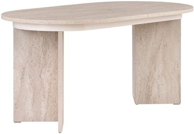 Asir - Uitschuifbare Eettafel - Travertijn - 100% met melamine gecoat spaanplaat - 160-200 x 90 x 75 cm