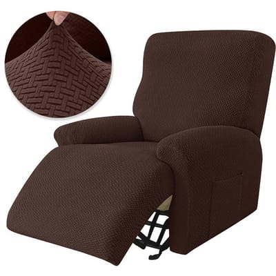 4 stuks/set Enkele Stretch Relaxfauteuil Bankhoes voor Woonkamer Effen Kleur Elastische Antislip Fauteuilhoezen All-inclusive Hoezen 1 seater black