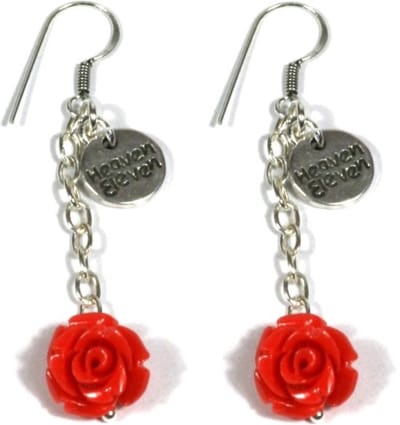 Heaven Eleven oorbel met rood roosje