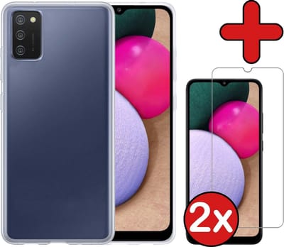Hoesje - Met 2x Screenprotector - Geschikt voor Samsung Galaxy A02s - Sterk & Shockproof - Telefoon Hoes - Back Cover - Siliconen Case - Telefoonhoes - Transparant