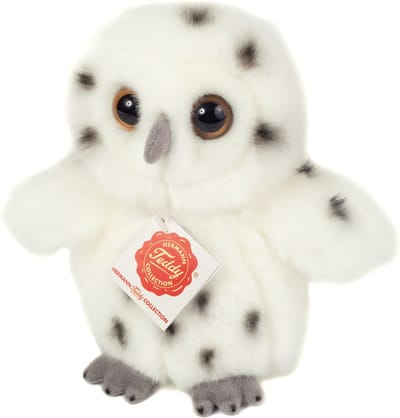 Hermann Teddy Knuffeldier Sneeuwuil - zachte pluche stof - premium knuffels - wit - 16 cm - Vogels/sneeuwuilen